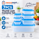 7-Piece Thumb Lock Storage Container Set – Multipurpose Organizer