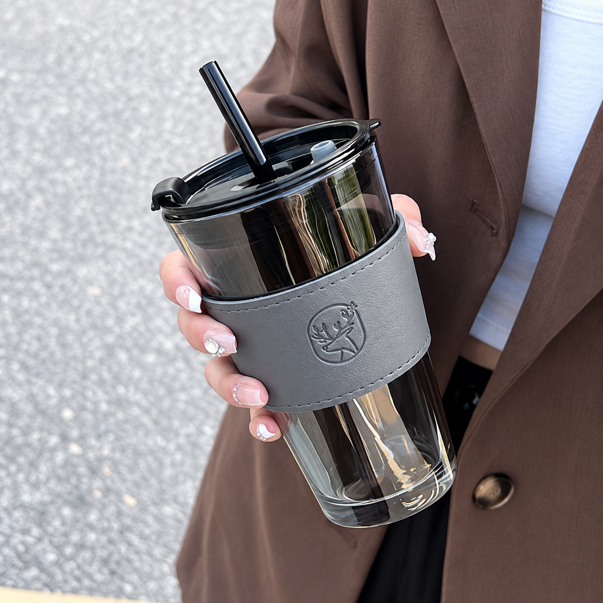 450ml Glass Straw Sipper – Reusable Drinking Cup with Straw