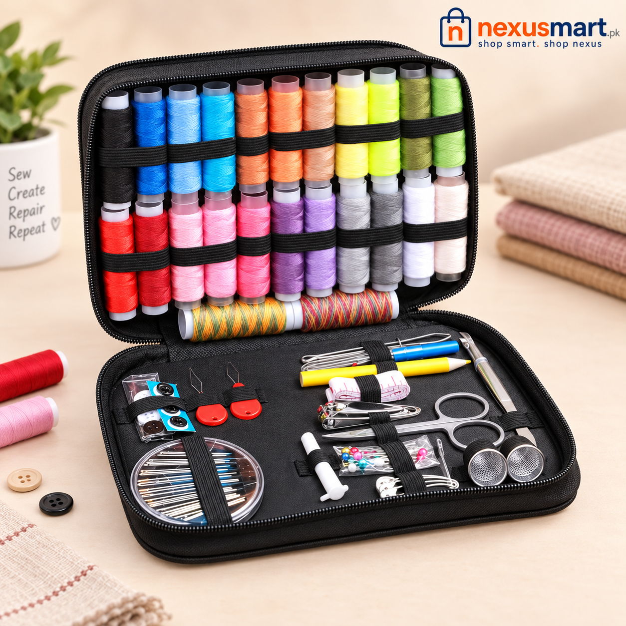 98-Piece Sewing Kit – Portable Sewing & Clothing Repair Set