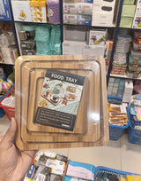3-Piece Bamboo Serving Tray Set – Round & Square Wooden Food Trays