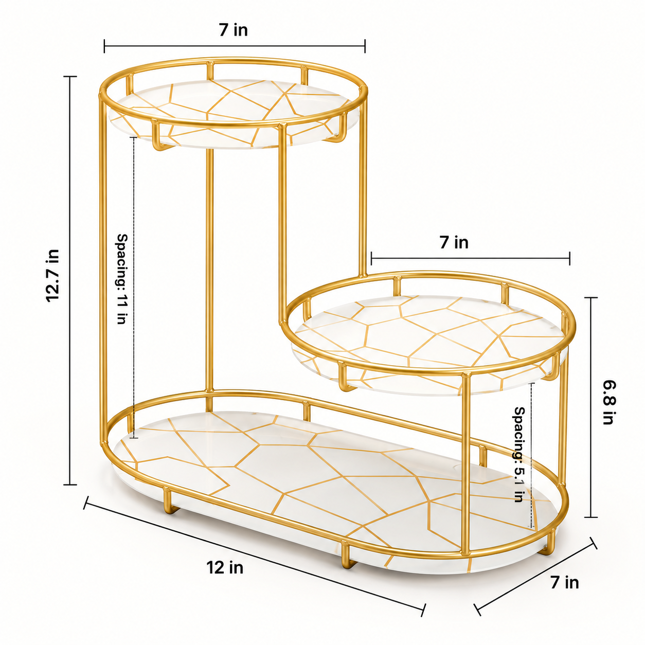 3-Tier Golden Vanity Stand – Cosmetic, Perfume & Skincare Organizer