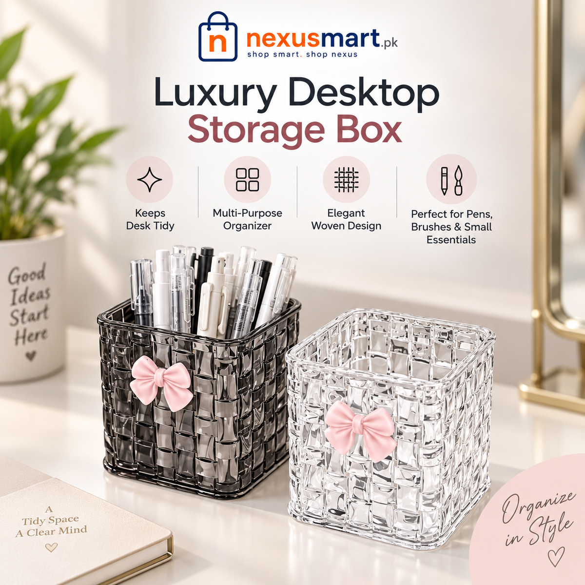 Luxury Desktop Storage Box – Multi-Purpose Desk Organizer