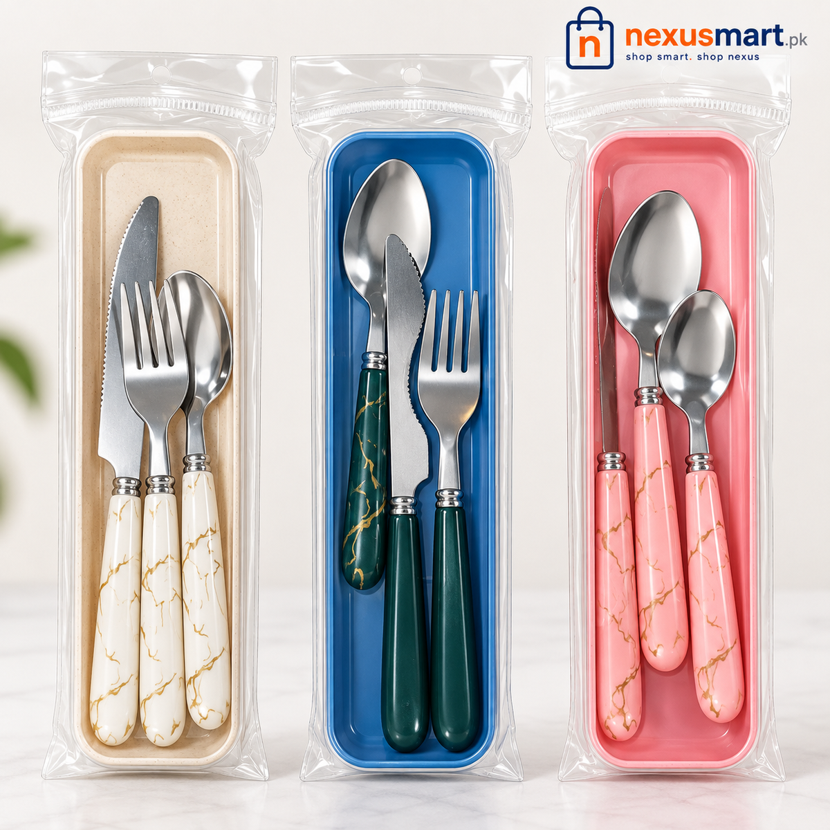 Portable Stainless Steel Travel Cutlery Set with Case – Fork, Spoon, Knife & Chopsticks