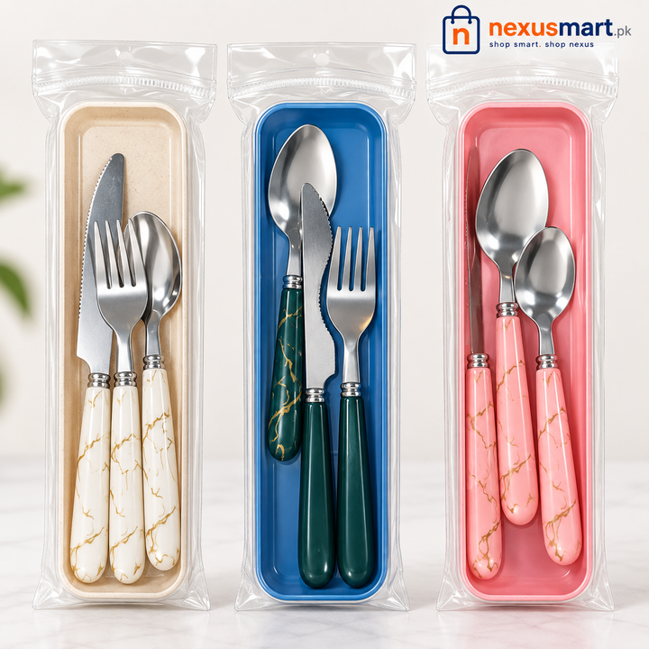 Portable Stainless Steel Travel Cutlery Set with Case – Fork, Spoon, Knife & Chopsticks