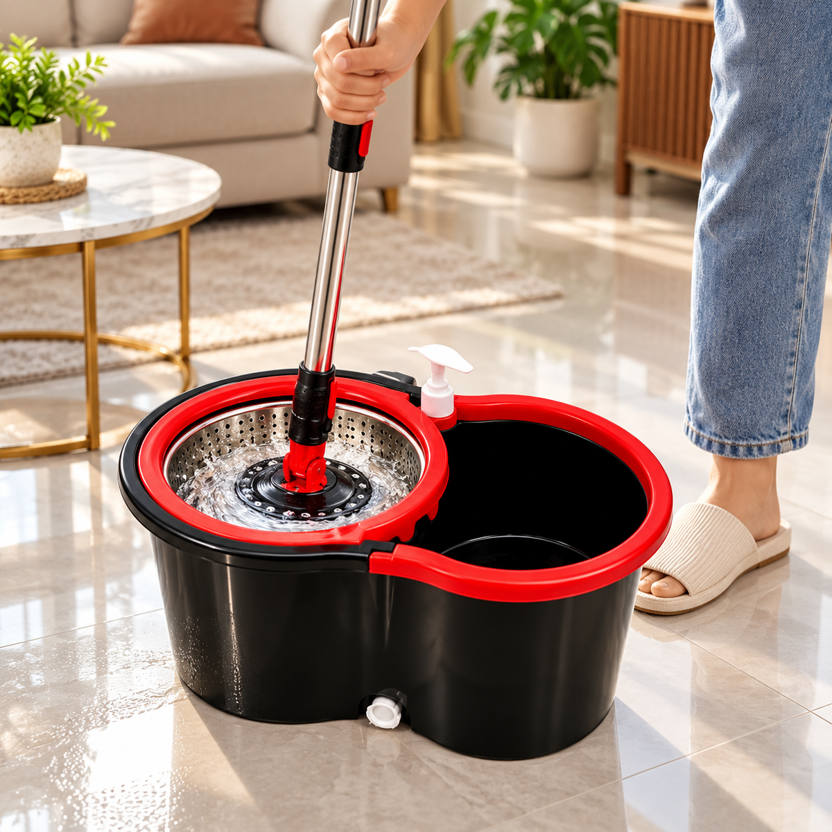 360° Spin Mop Bucket with Wringer – Floor Cleaning System