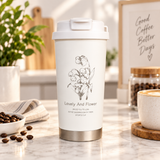 500ml Insulated Stainless Steel Travel Coffee Mug with Leak-Proof Lid, Strap & Straw