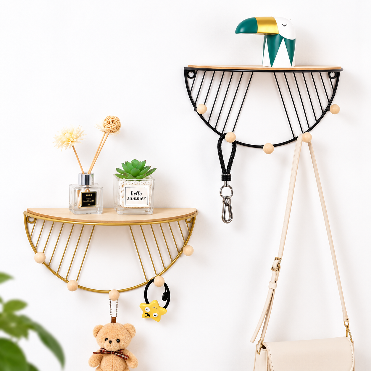 D-Shape Wall-Mounted Storage Shelf – Decorative Wall Organizer