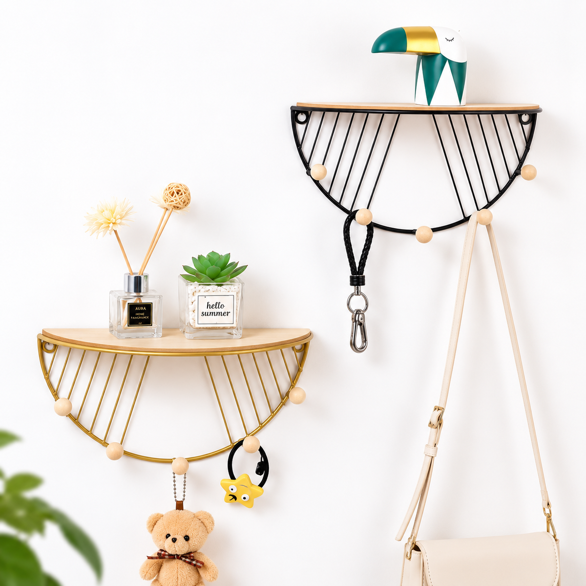 D-Shape Wall-Mounted Storage Shelf – Decorative Wall Organizer