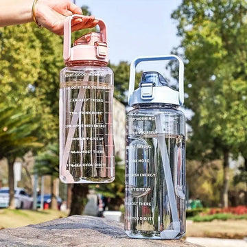 2L Portable Water Bottle with Time Marker for Gym & Fitness
