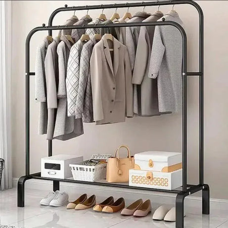 Double Pole Metal Cloth Stand for Home and Office Use
