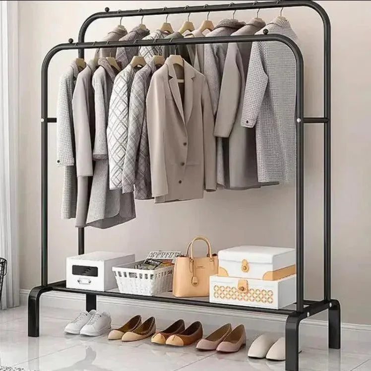 Double Pole Metal Cloth Stand for Home and Office Use