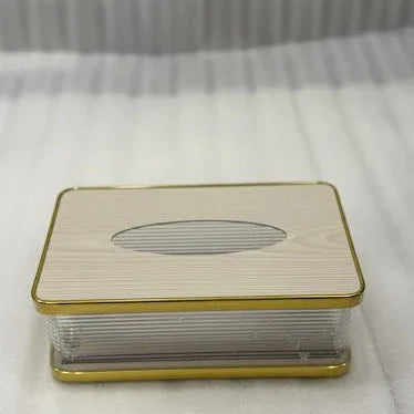 Acrylic Tissue Box with Wooden Base – Modern Dispenser