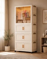 Modular Plastic Wardrobe with Hanging Section & Dustproof Storage