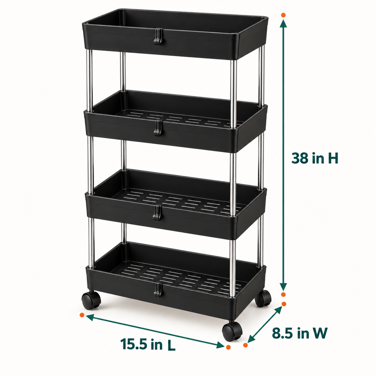 Matrix 4-Layer Smart Trolley – Multi-Tier Storage Organizer