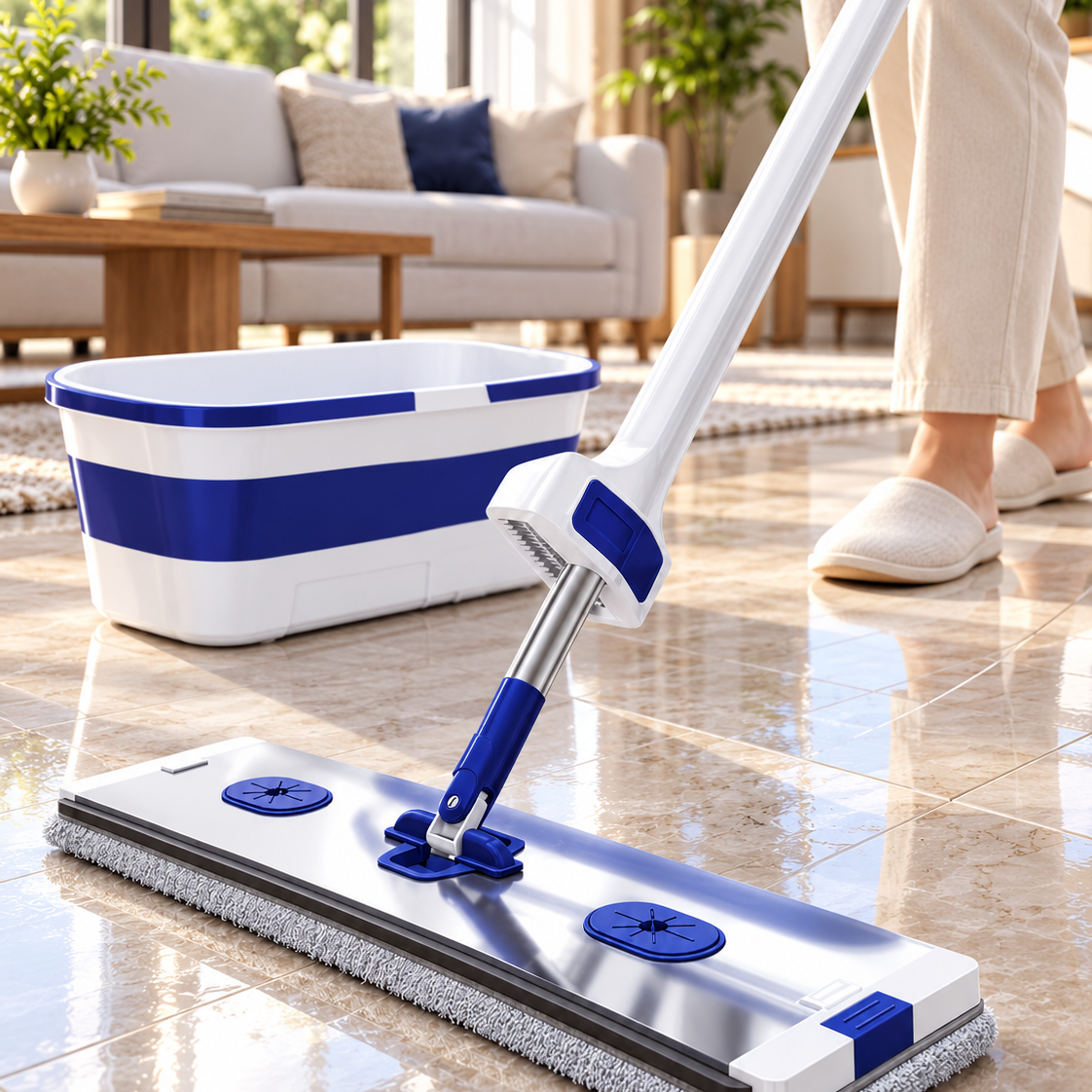 Flat Mop with Bucket – Convenient Floor Cleaning Set