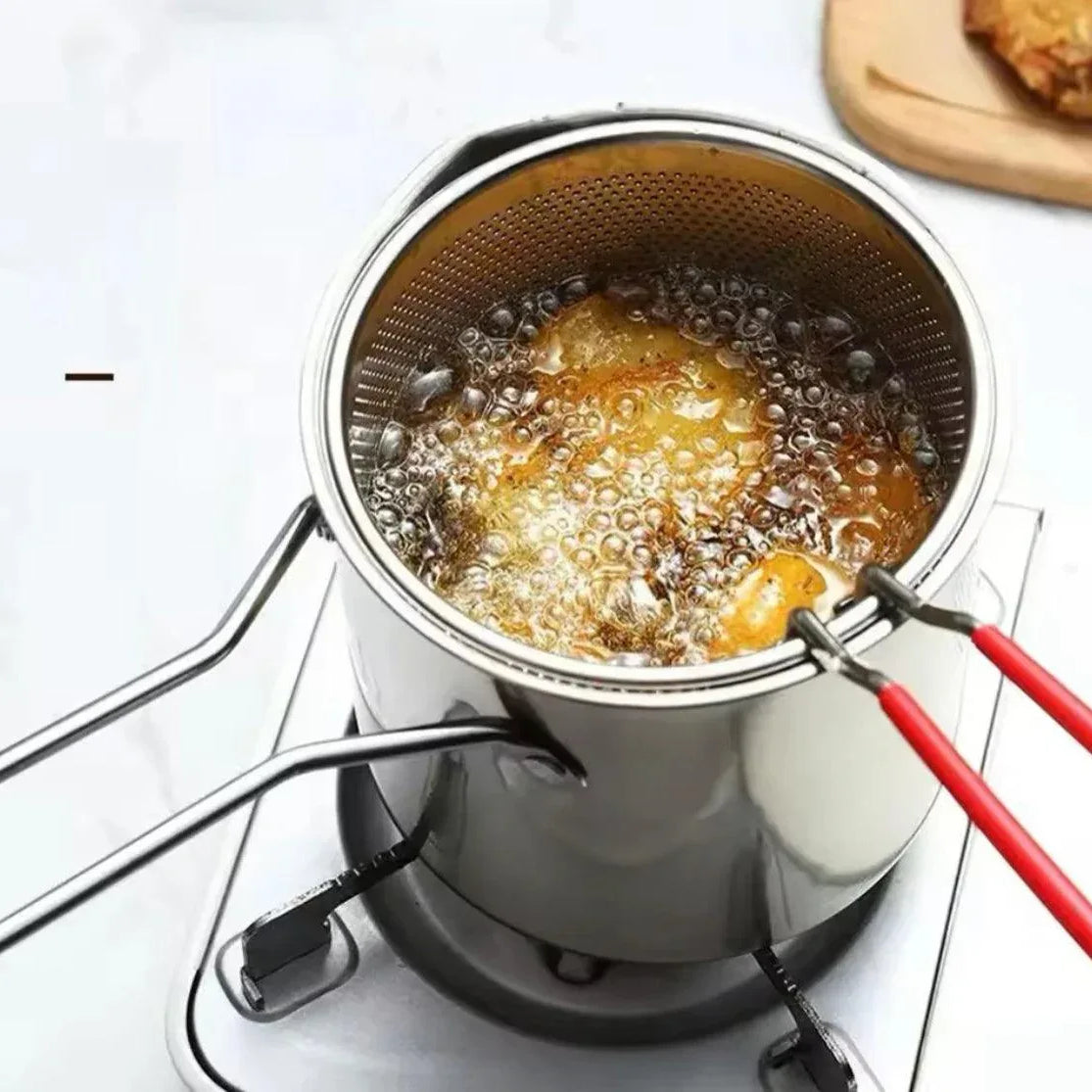 Stainless Steel Deep Fryer with Basket for Home Cooking