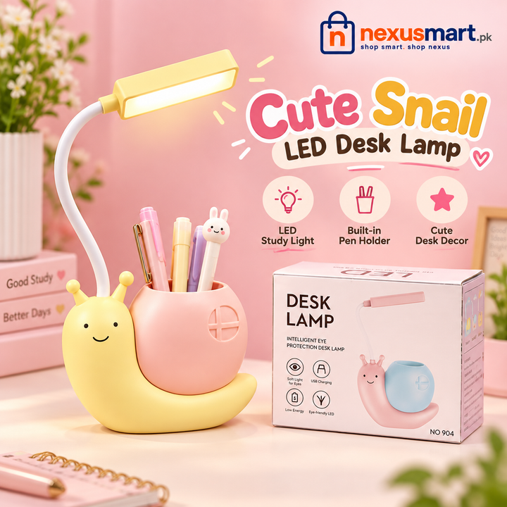 Cute Snail LED Desk Lamp with Pen Holder