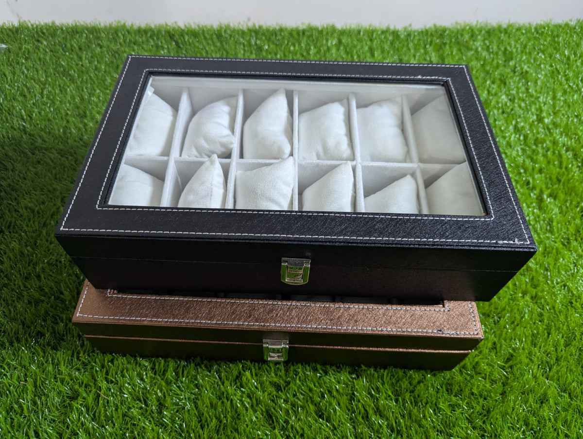Watch Organizer Box with Transparent Lid – 10 & 12 Slot Variants