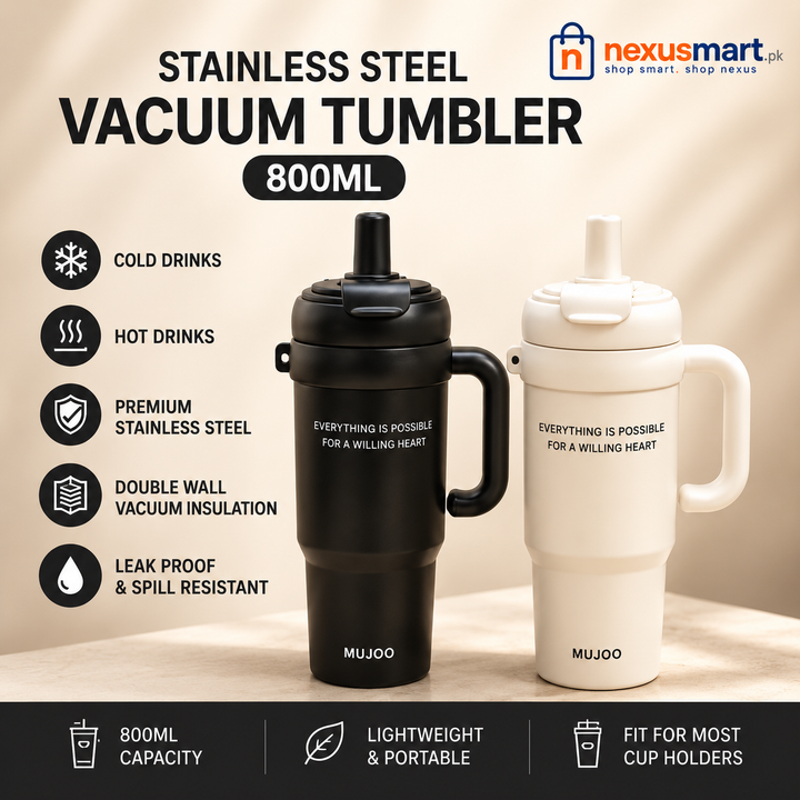 800ml Vacuum Tumbler – Large Reusable Drink Cup