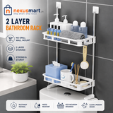 2-Layer Bathroom Storage Rack – Space-Saving Over-Toilet Organizer with Hooks
