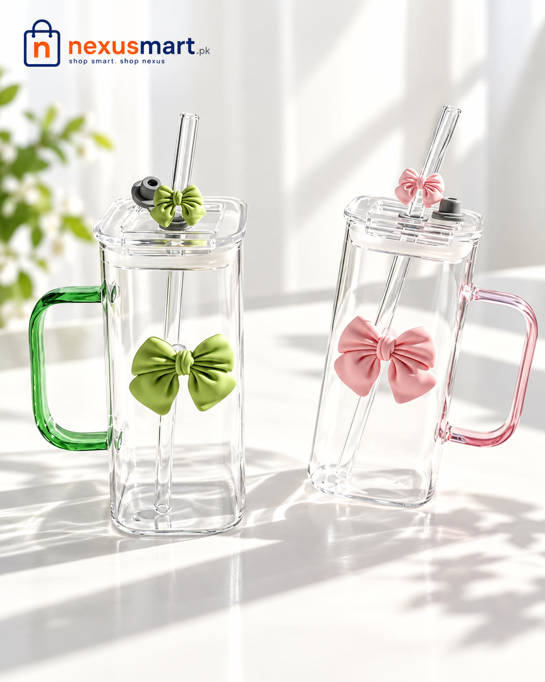 450ml Glass Sipper with Straw – Reusable Drinking Glass