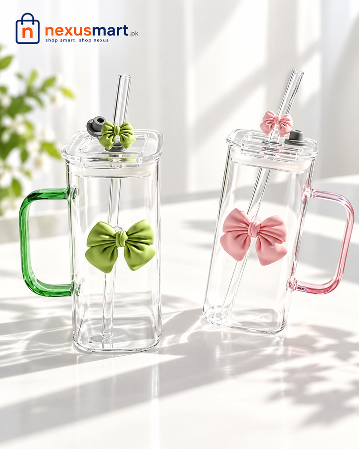 450ml Glass Sipper with Straw – Reusable Drinking Glass