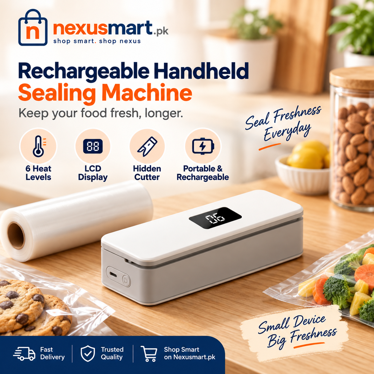Rechargeable Handheld Sealing Machine – Portable Bag Sealer