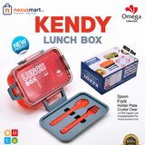 Kendy Portable Rectangle Lunch Box with Spoon & Fork, Crystal Clear Lid Kids School Lunch Box, Multipurpose Food Storage Container