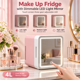 4L Vanity Mirror LED Portable Mini Fridge – Cosmetic & Skincare Cooler