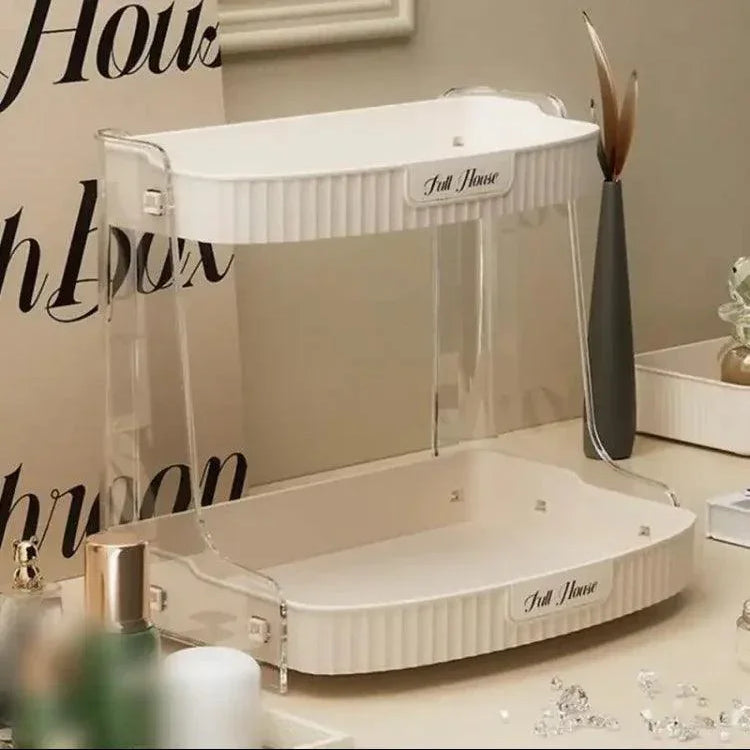Double Layer Cosmetic Organizer Rack for Efficient Makeup Storage