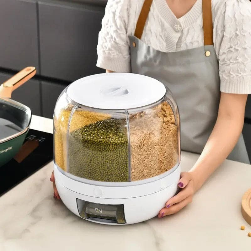 6KG Rotating Cereal Dispenser Airtight Grain & Dry Food Storage Cont view 2 - Nexusmart Pakistan