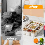 6 compartment snack storage box with clear lid for kitchen and serving - Nexusmart.pk