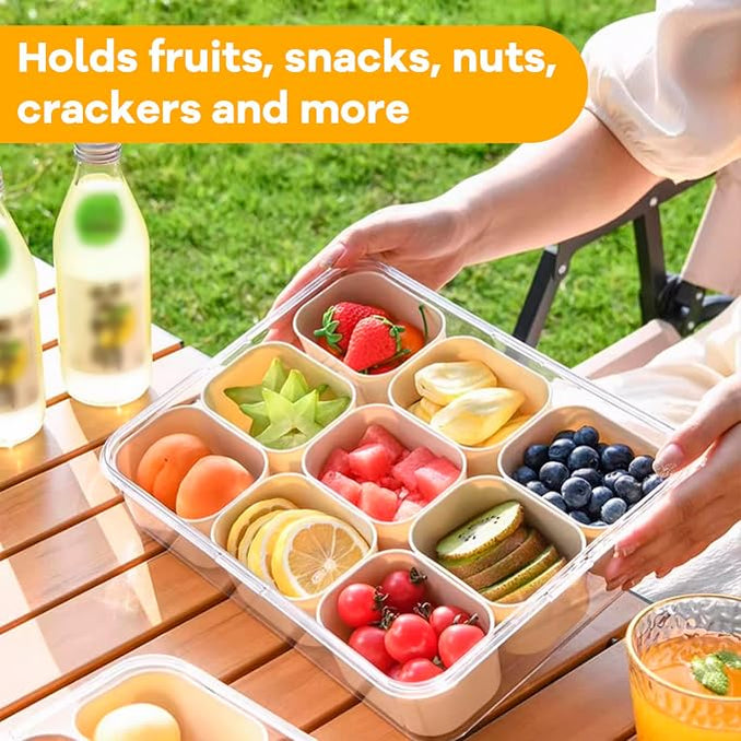 Premium High Quality Multipurpose 6 Compartment Acrylic Storage Box With Lid & Carry Handle
