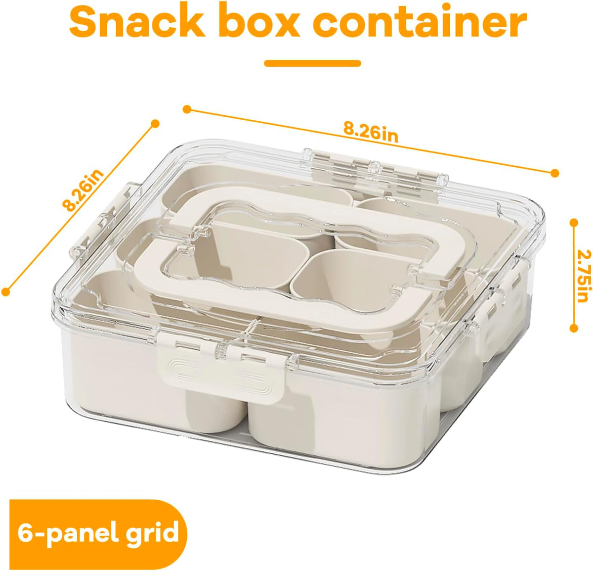 Premium High Quality Multipurpose 6 Compartment Acrylic Storage Box With Lid & Carry Handle