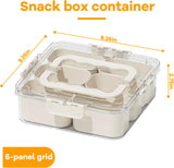 Premium High Quality Multipurpose 6 Compartment Acrylic Storage Box With Lid & Carry Handle