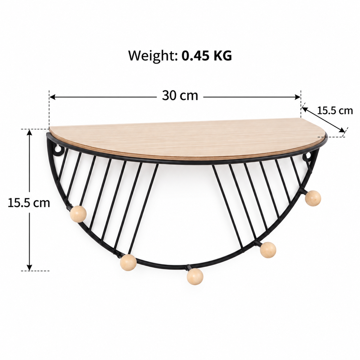 D-Shape Wall-Mounted Storage Shelf – Decorative Wall Organizer