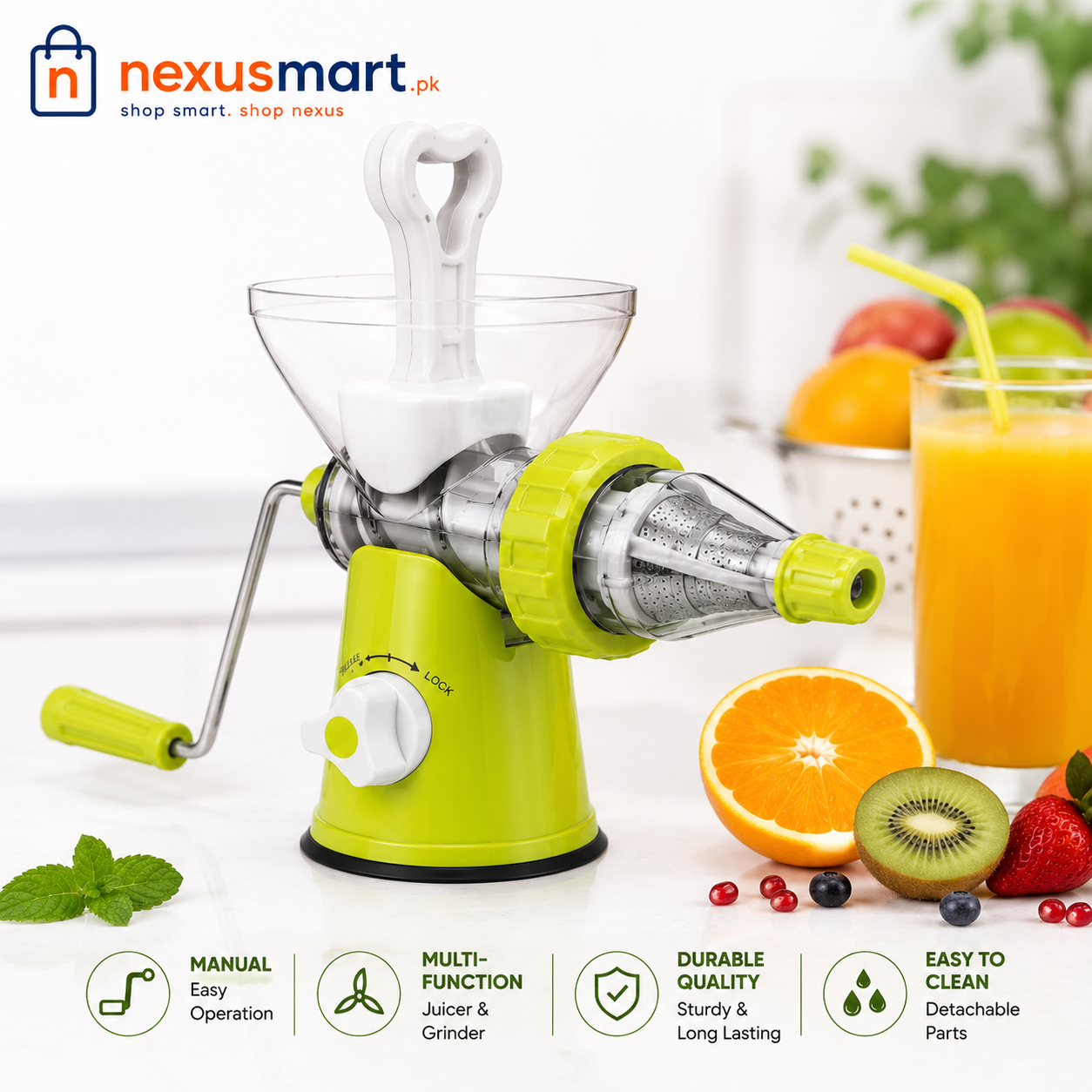 Manual Multi-Functional Juicer & Grinder – Hand Crank Kitchen Tool