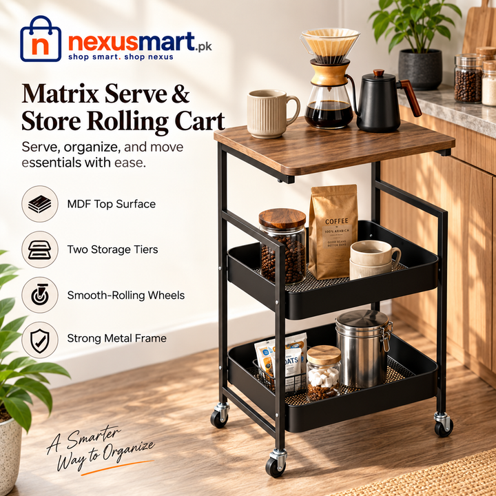 Matrix Serve & Store Rolling Cart – Multi-Purpose Organizer