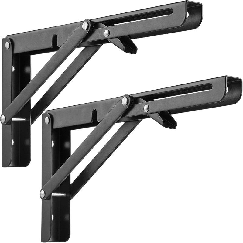 Folding Shelf Brackets Heavy Duty Metal Collapsible Wall Bracket – Pack of 2