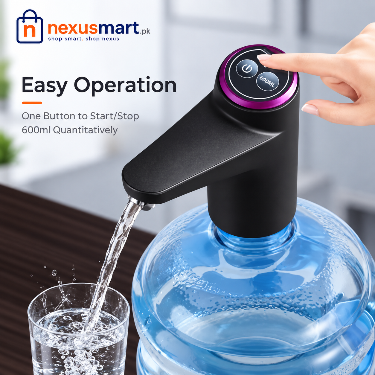USB Smart Electric Water Dispenser Pump – 600ml One-Touch Bottle Pump