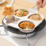 4 Portion Marble Coated Frying Pan with Wooden Style Handle