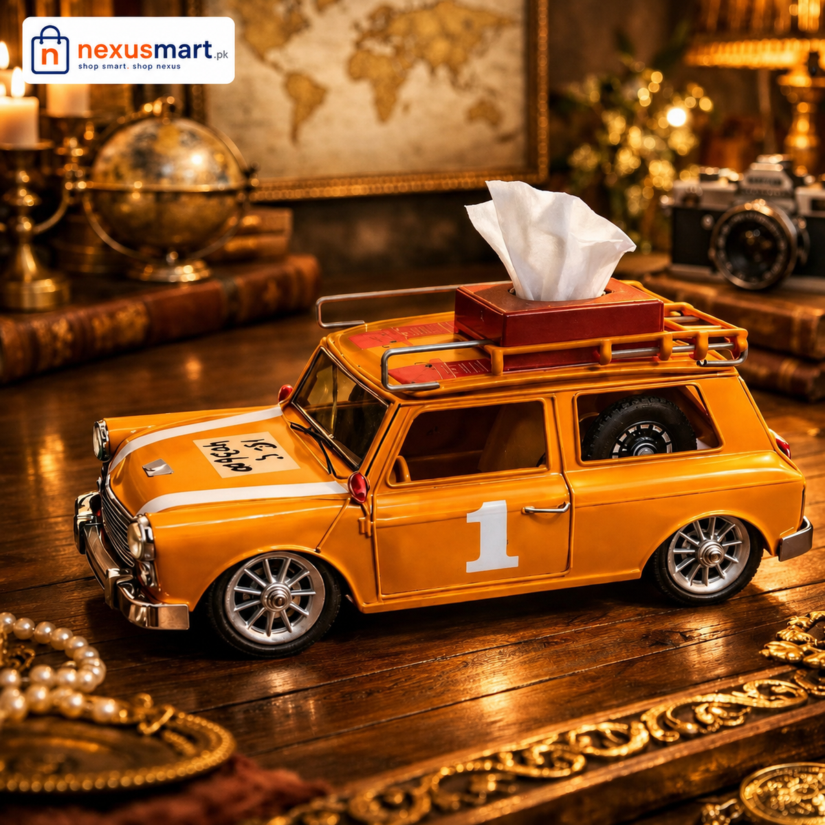 Antique Vintage Car Tissue Box – Handmade Premium Quality Metal Body Tissue Holder