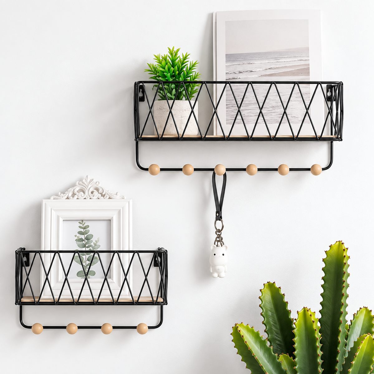 Criss Cross Wall Shelf – Decorative Wall-Mounted Storage Organizer