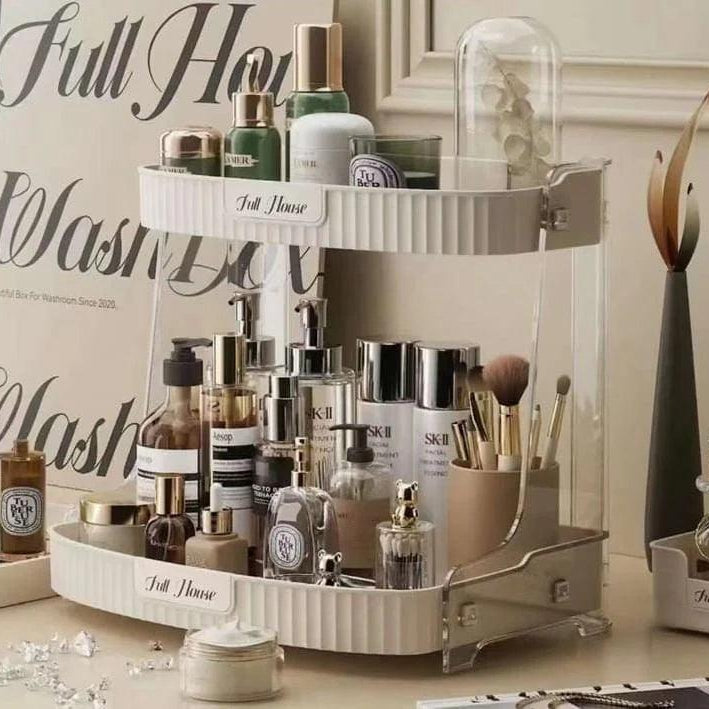 Double Layer Cosmetic Organizer Rack for Efficient Makeup Storage