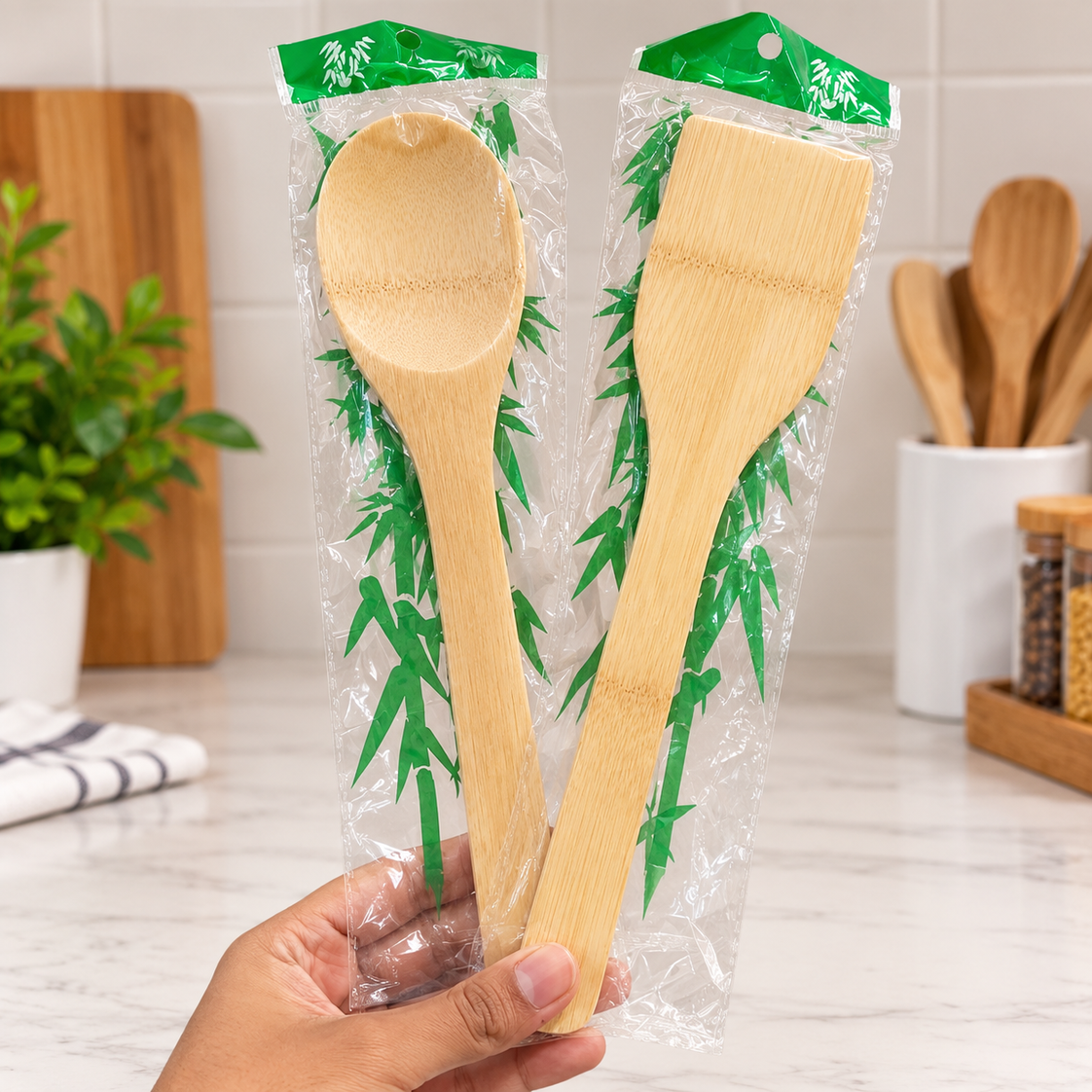 1 Pc Wooden Bamboo Cooking Spoon – Lightweight Kitchen Utensil
