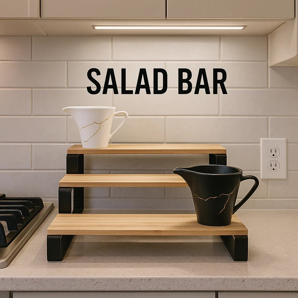 3-Tier Wooden Display Stand for Kitchen & Serving