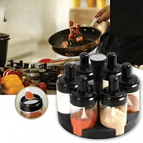 6-Piece Rotating Spice Rack Organizer – 360° Kitchen Storage