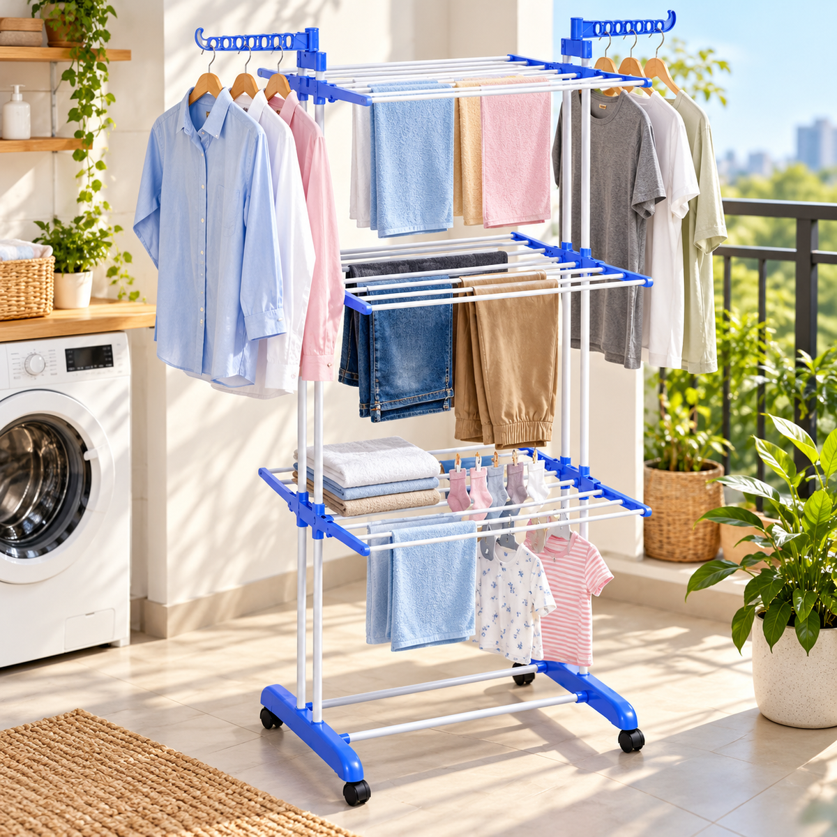 3-Layer Heavy-Duty Clothes Hanger Rack – 50 KG Load Capacity