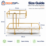 Matrix Square Rectangle 2-Tier Golden Vanity Stand – Countertop Organizer