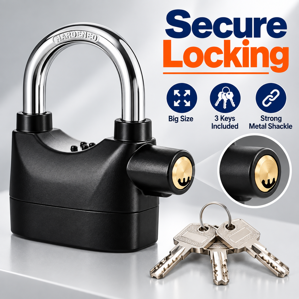 Big Size Anti-Theft Alarm Lock – Security Alarm Padlock